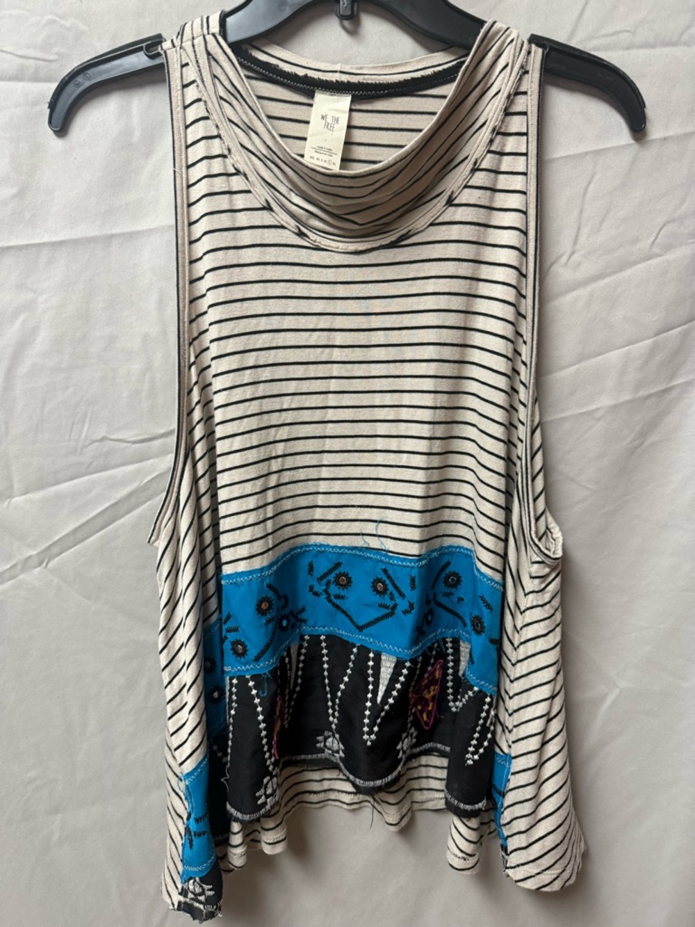 We The Free Sleeveless Striped Tank Top with Blue Embellished Band